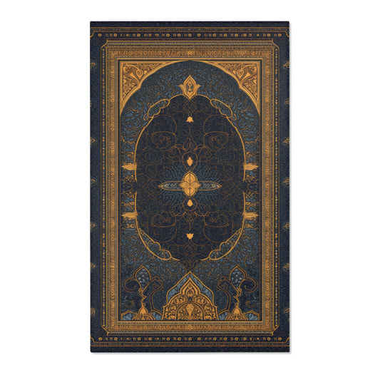 Azure Elegance: Blue and Gold Islamic Prayer Rug