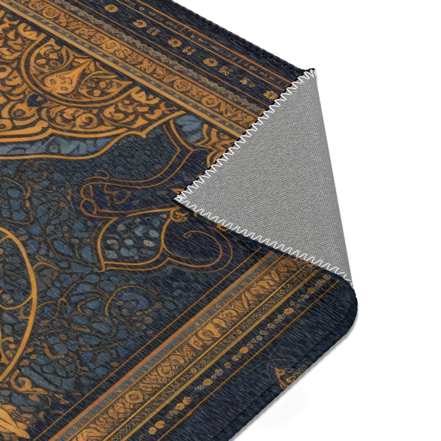 Azure Elegance: Blue and Gold Islamic Prayer Rug